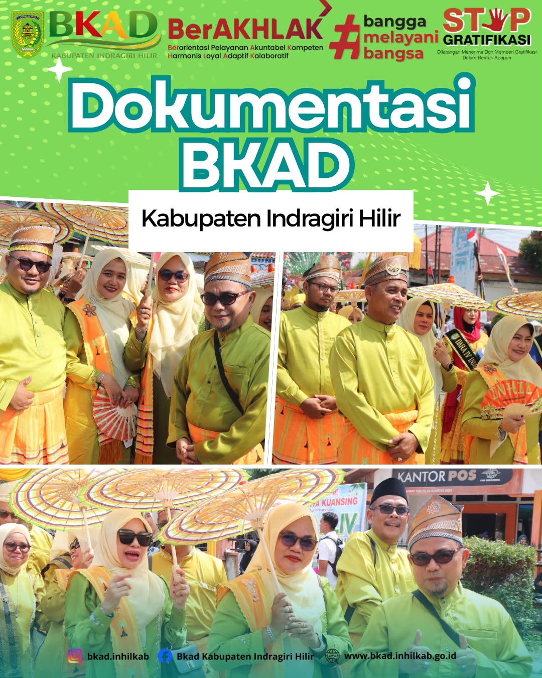 Kepala BKAD Bersama ASN dan DWP BKAD Kabupaten Indragiri Hilir Ikuti Pawai Ta'aruf serta Kunjungi Stand Bazar Inhil pada MTQ ke-44 Provinsi Riau di Kabupaten Kuantan Singingi
