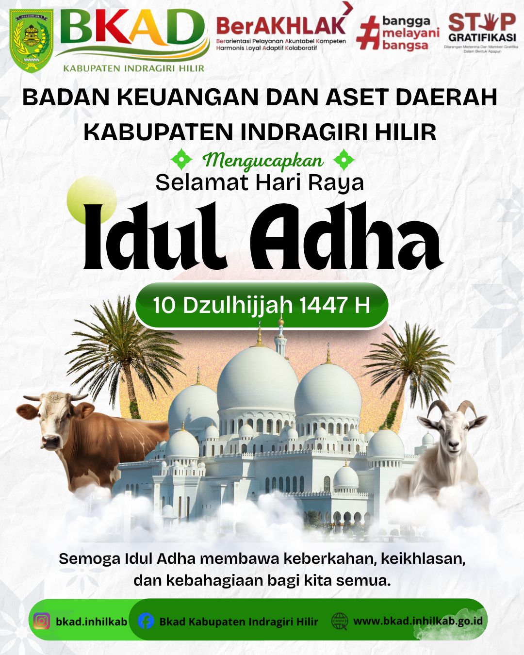 BKAD Kabupaten Indragiri Hilir Sampaikan Ucapan Selamat Hari Raya Idul Adha 1447 H