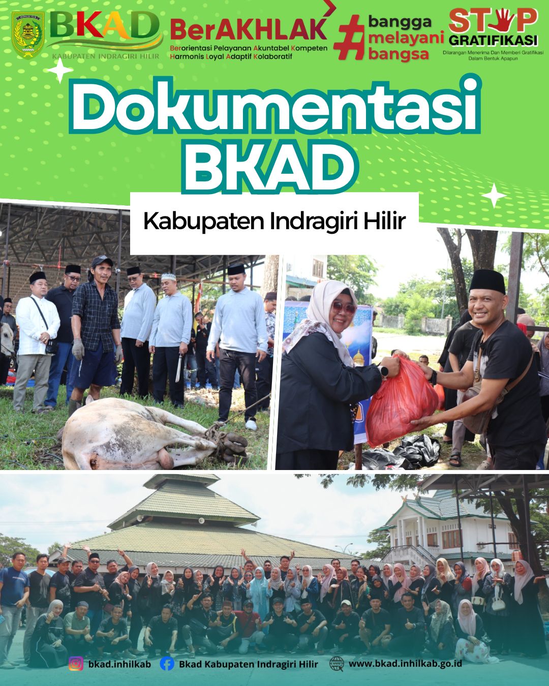 Bupati Inhil H. Herman Hadiri dan Ikut Sembelih Hewan Kurban BKAD Inhil