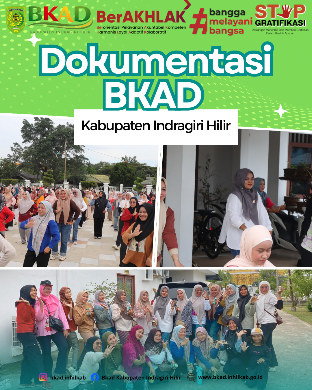 Ketua DWP BKAD Inhil Bersama Pegawai dan Anggota DWP Ikuti Latihan Tari Massal Milad ke-61 Kabupaten Indragiri Hilir