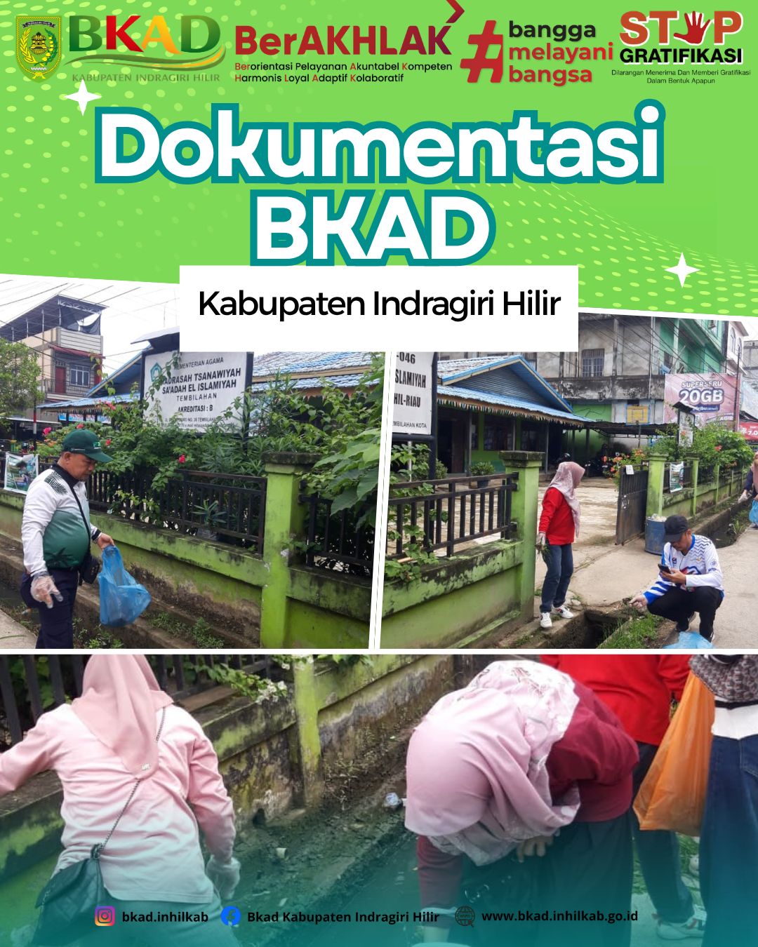 Kepala BKAD Kabupaten Indragiri Hilir Pimpin Gotong Royong Jum'at Bersih di Jalan Kapten Mukhtar